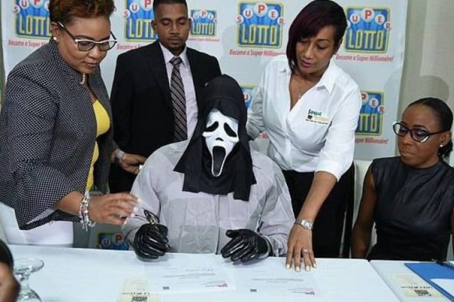 He won the lottery and received the profits wearing a Scream mask