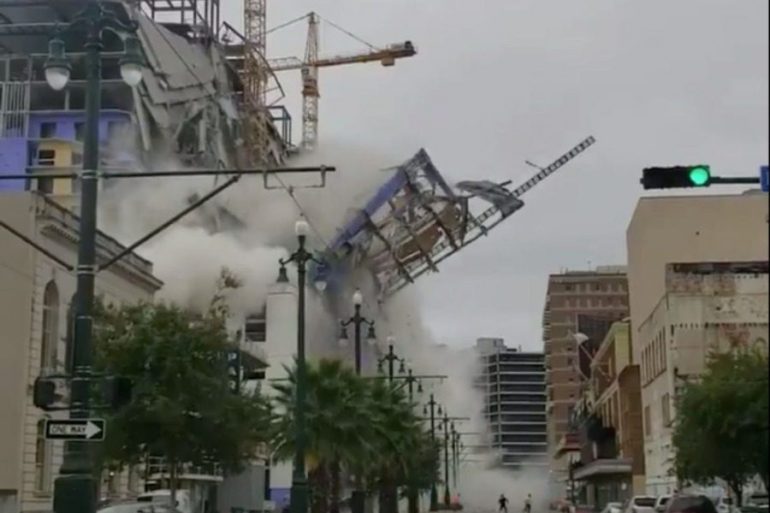 Νέα Ορλεάνη: Η στιγμή που ξενοδοχείο υπό κατασκευή καταρρέει