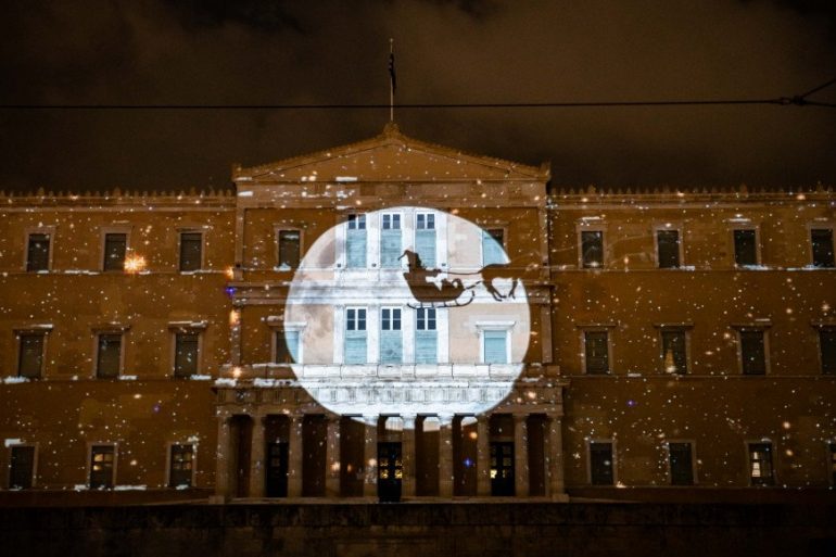 1578200 Projection mapping 3D projection mapping, Athens, Parliament, Syntagma Square