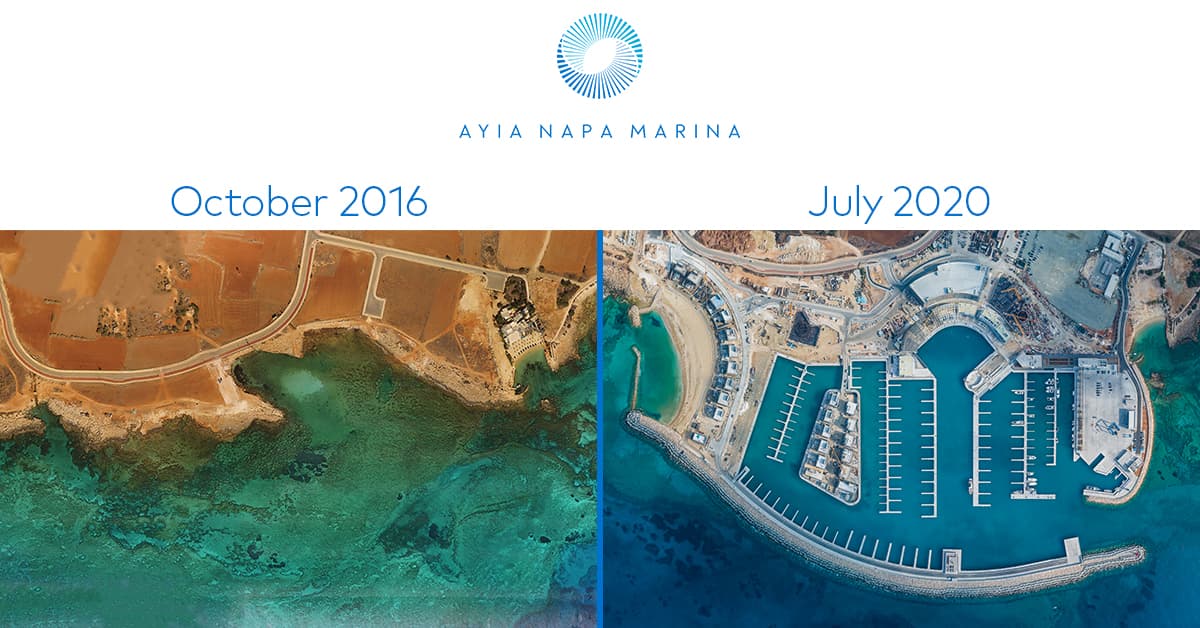 ANM orthophoto compare 2016 July 2020 AyiaNapaMarina, exclusive, Development Projects, Businesses, Ayia Napa Marina