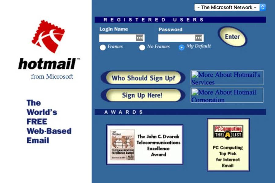 6 hotmail Internet, websites