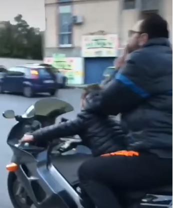 Incident with father putting his child to drive a motorcycle.