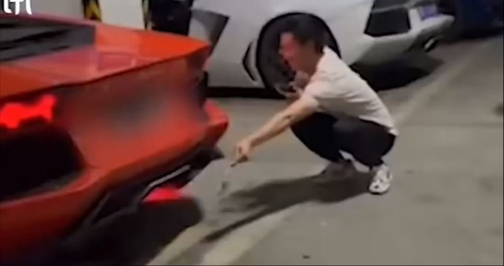Lamborghini catches fire