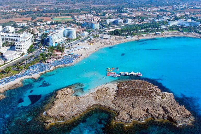 Nissi Beach from a Drone hoteliers