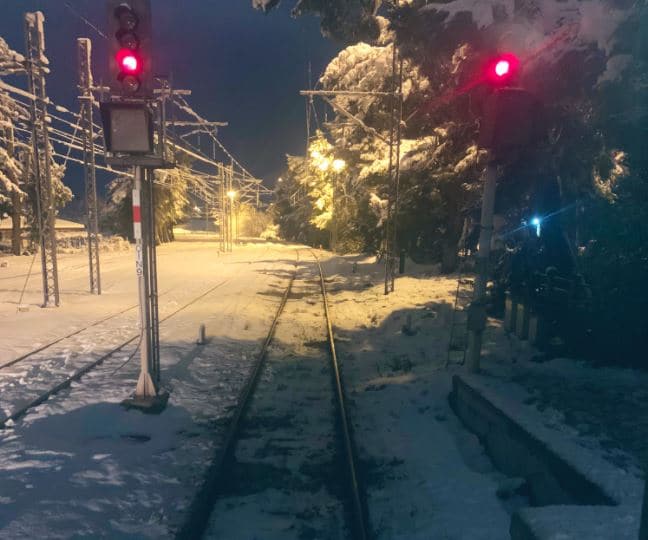 treno2501 Εγκλωβισμένοι, ΚΑΚΟΚΑΙΡΙΑ, χιονοπτώσεις