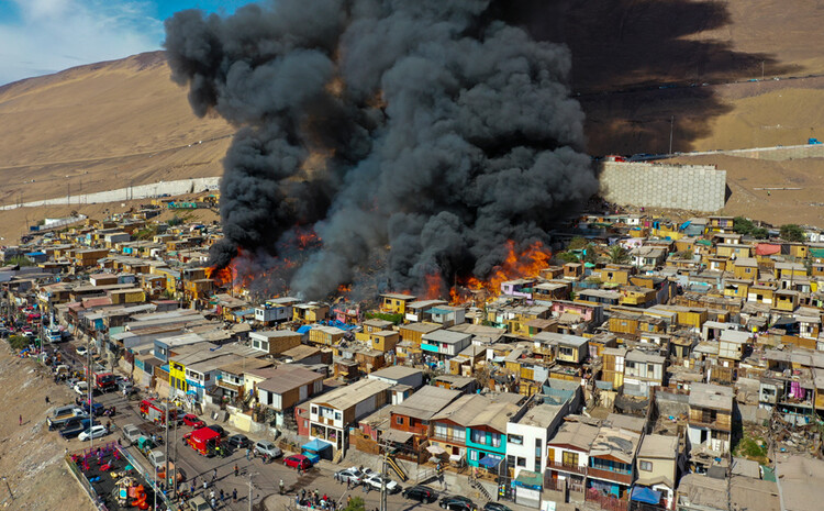 Fire in a city in Chile