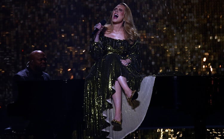 Adele sings at the Brit Awards