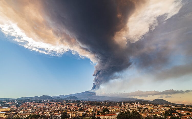 Smoke from Mount Etna