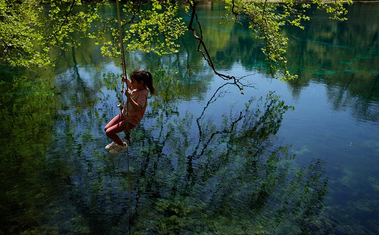 A little girl is playing in Epirus