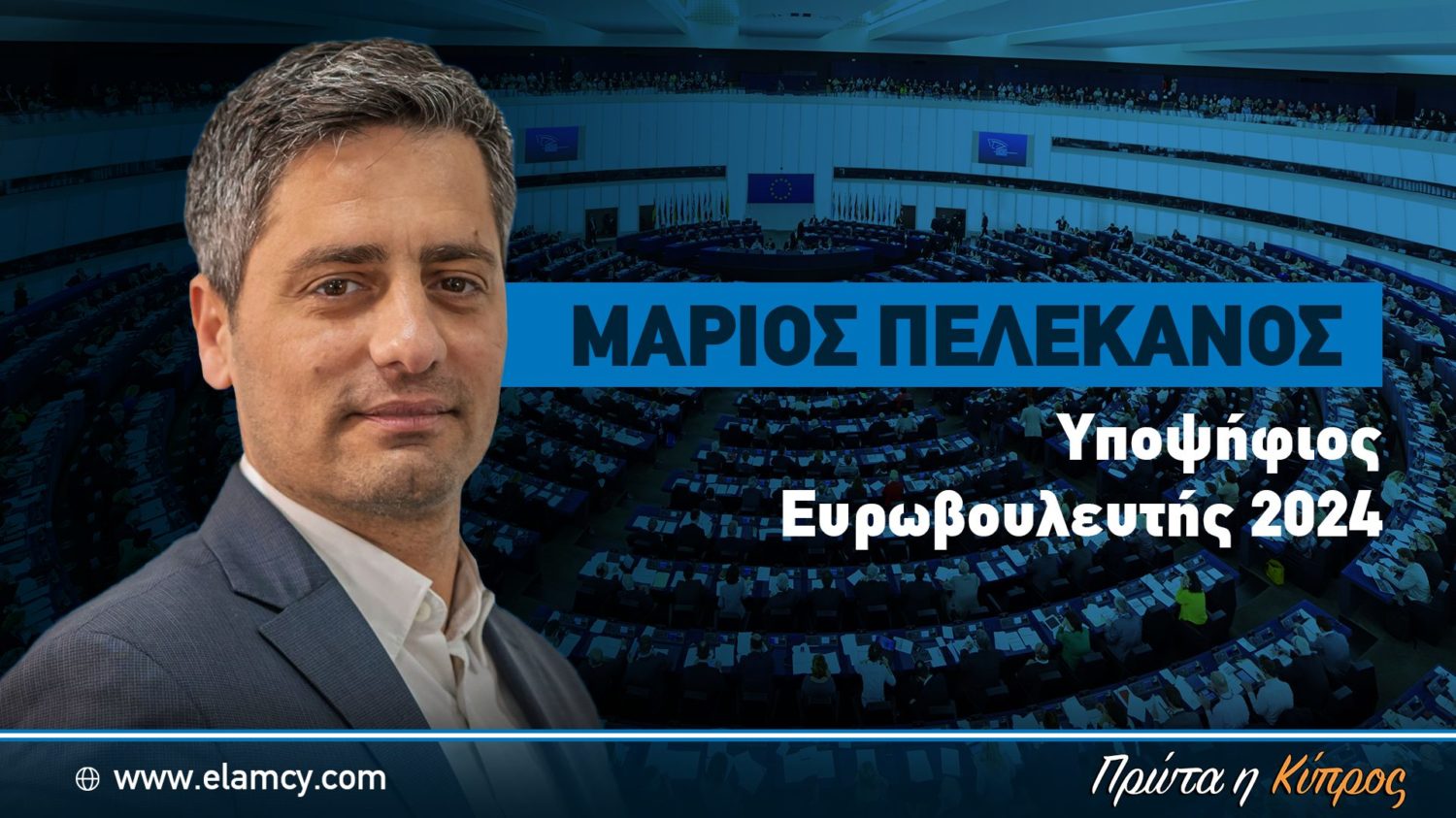 Баннер выборы в евро Мариос Пелеканос