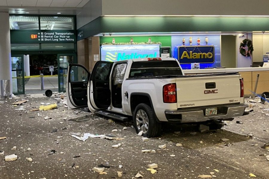 Florida: Images of shock when a truck crashed into an airport lounge