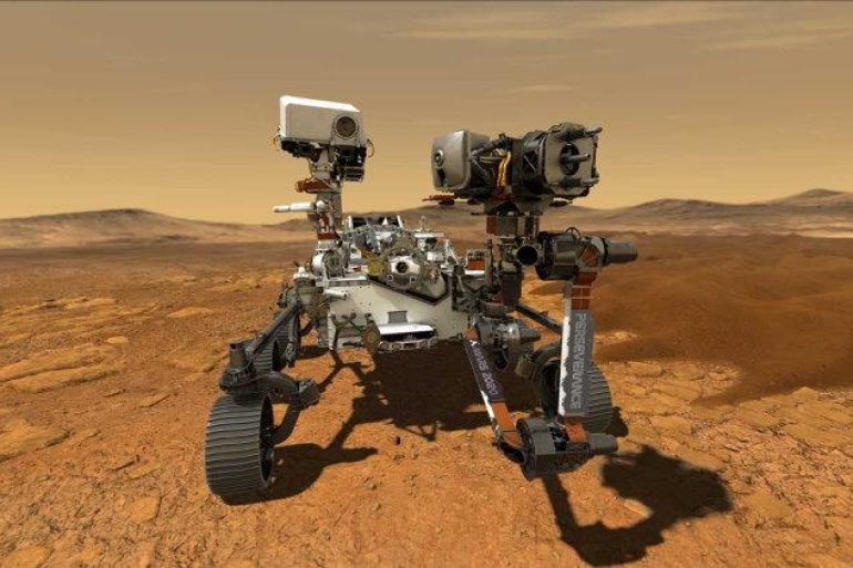 НАСА Настойчивость движется в древнем Марсовом озере НАСА
