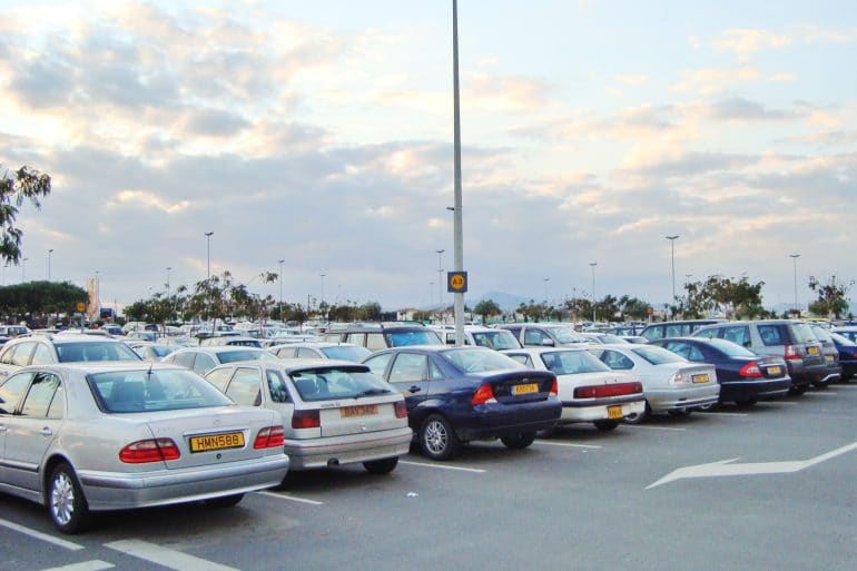 Large and spacious parking of Larnaca International Airport Republic of Cyprus Larnaca