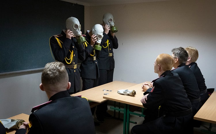 Cadets practice an emergency situation in Kyiv